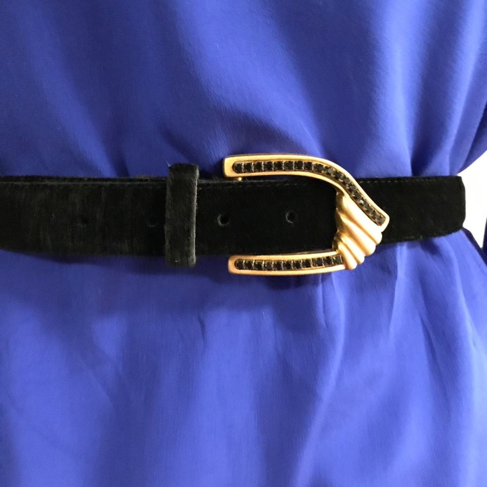 Vintage Doncaster black velvet belt, Medium